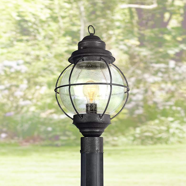 Tulsa Lantern 19" High Black Outdoor Post Light Fixture