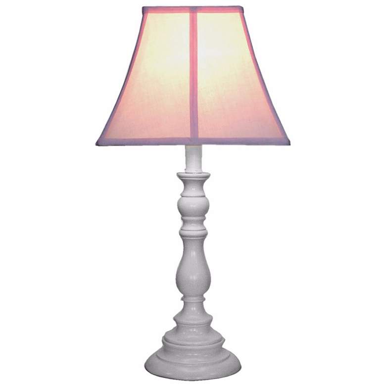 Pink Shade with White Candlestick Base Table Lamp