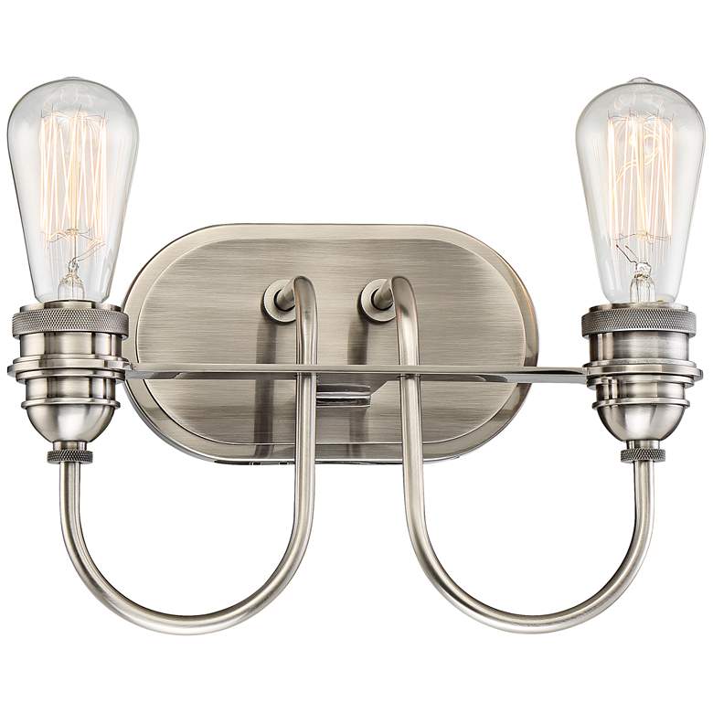 Uptown Edison II 12 1/4"W Plated Pewter 2-Light Bath Light