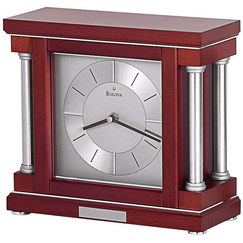 Ambiance 10 1/4" Wide Dark Wine Bulova Mantel Clock
