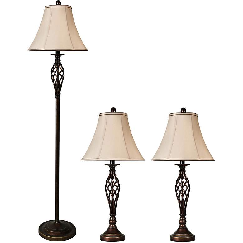 Barclay Bronze Floor and Table Lamps Set of 3