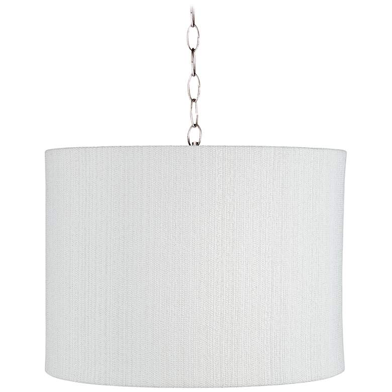 White Plastic Weave 15" Wide Brushed Nickel Pendant Light