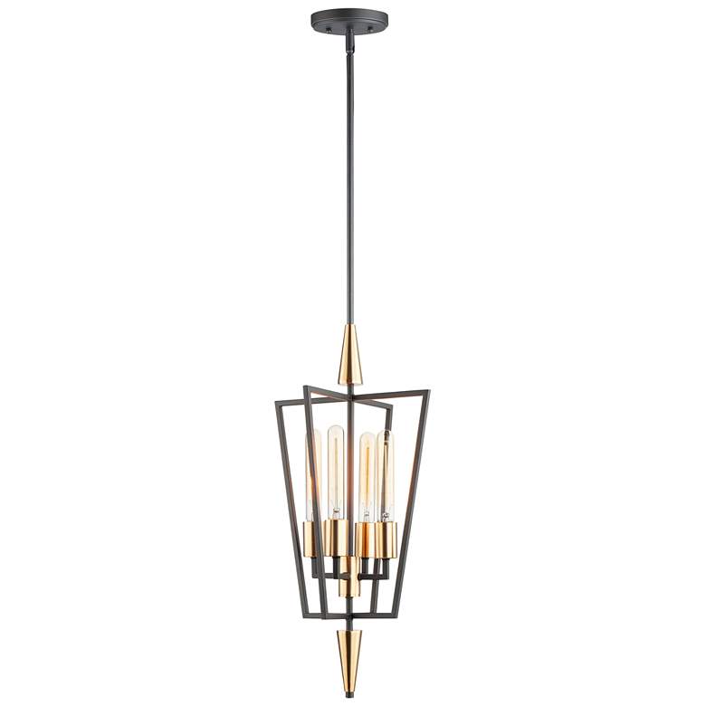 Wings 4 Light 12" Wide Black/Satin Brass Pendant Light