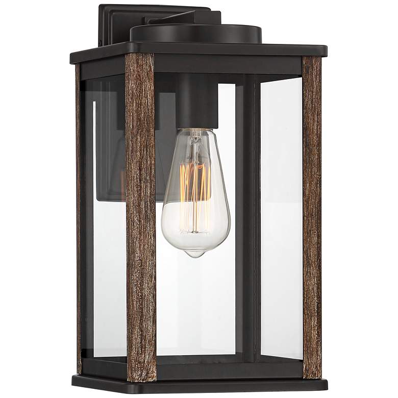 Wordsworth Field 14 1/4" High Bronze and Woodgrain Outdoor Wall Light