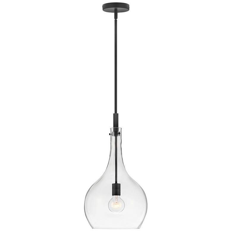 Ziggy 12" Wide Black with Clear Shade Mini Pendant