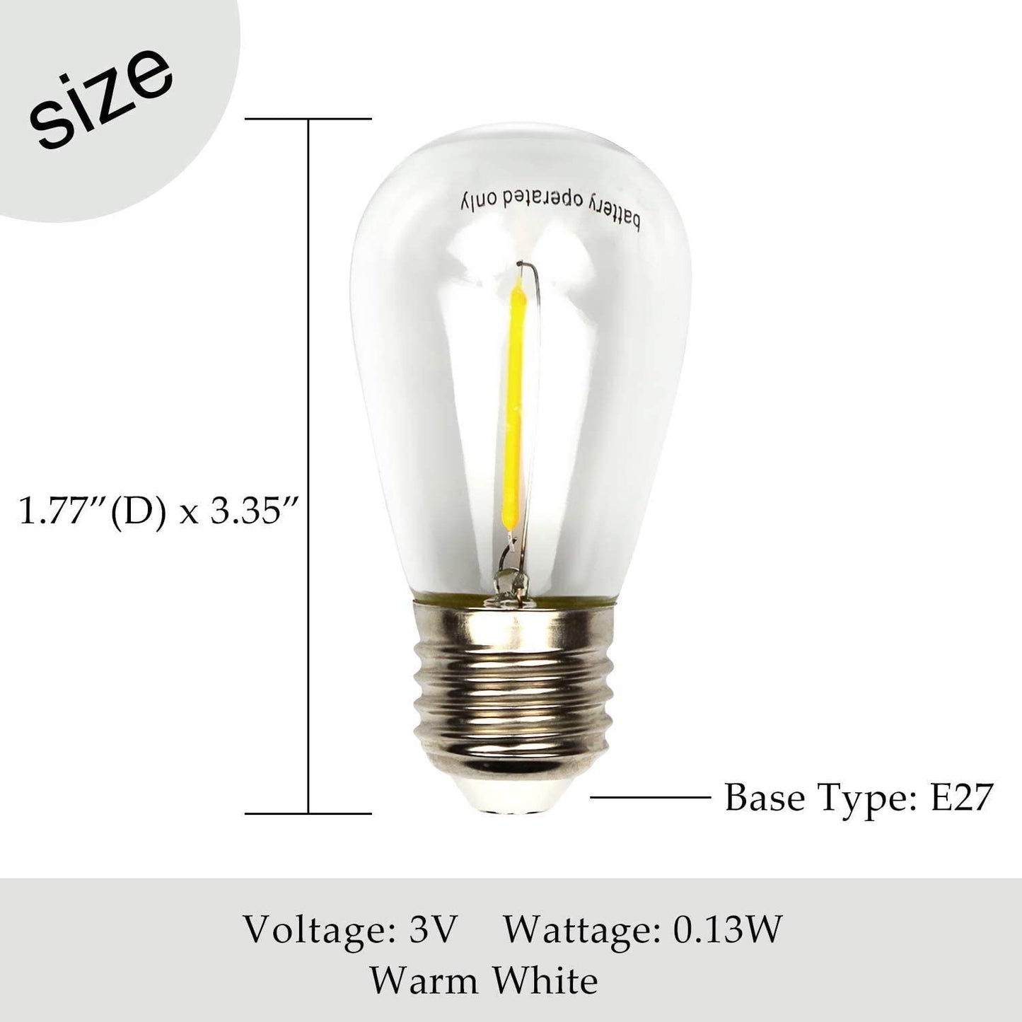 LED Light Bulb E27 Base Replacement Bulbs 3V Customized Special Table Lamp Battery Operated Warm White Light