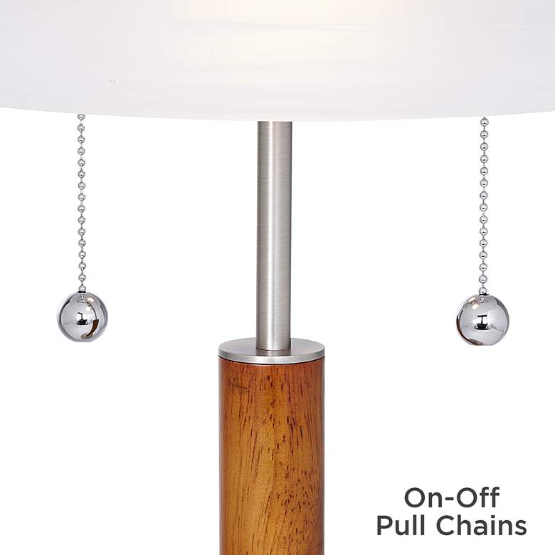 Orbital High Brushed Nickel and Wood Column Desk Lamp