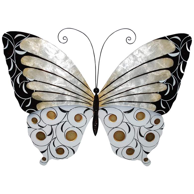 Eangee Butterfly 18" Wide Black Pearl and Gold Wall Decor