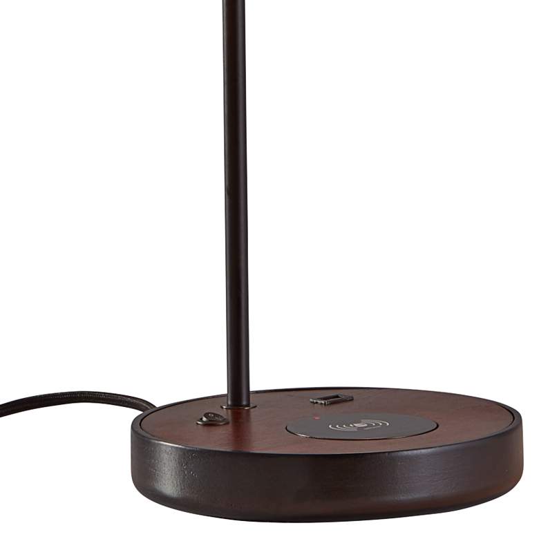 Oliver Black Walnut Wireless Charging Desk Lamp w/ USB Port