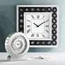 Claudyn 12" High Mirrored and Crystal Table Clock