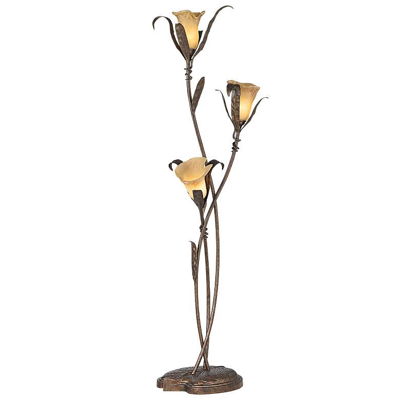 Franklin Iron Works Bronze and Gold Intertwined Lilies Floor Lamp