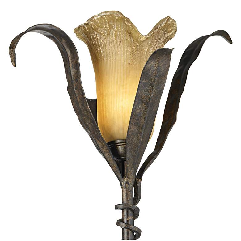 Franklin Iron Works Bronze and Gold Intertwined Lilies Floor Lamp