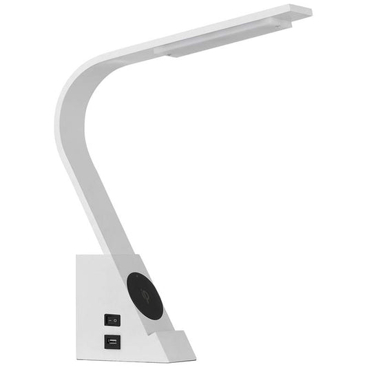 Convolution White LED Desk Lamp with USB Charging Ports