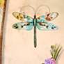 Eangee Dragonfly 14" Wide Blue and Pearl Metal Wall Decor