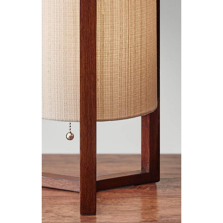 Quinn 17" High Walnut Birch Wood Accent Lantern Table Lamp