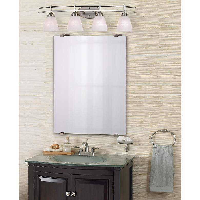 Possini Euro Deco 33" Wide Brushed Nickel 4-Light Bath Light