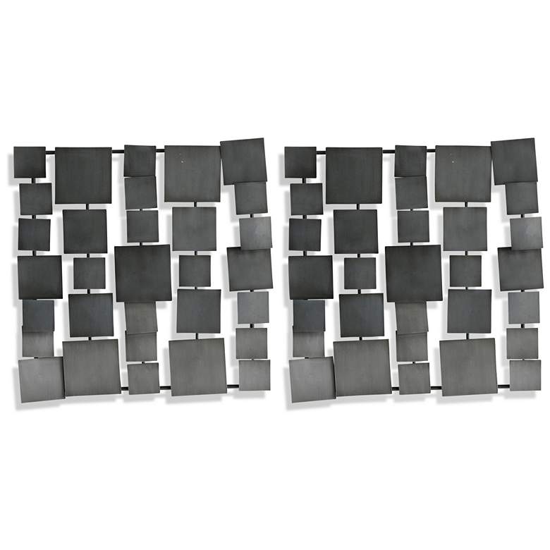 Gray Set of 2 Square Metal Art Panels