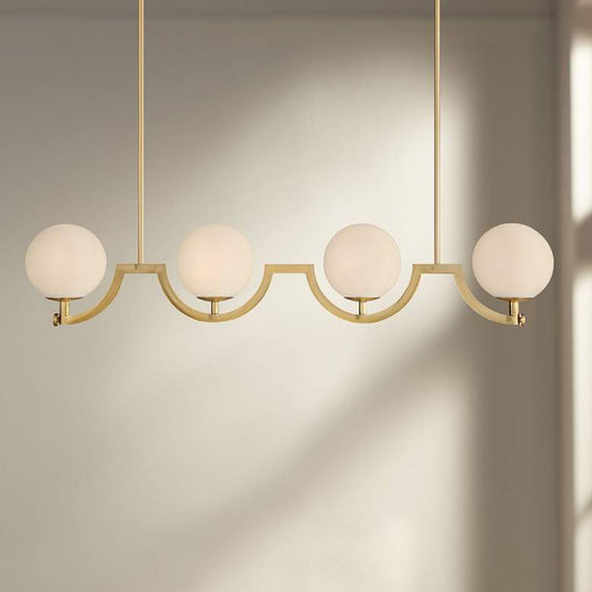 Markett 51 1/2"W Warm Antique Brass 4-Light Island Pendant