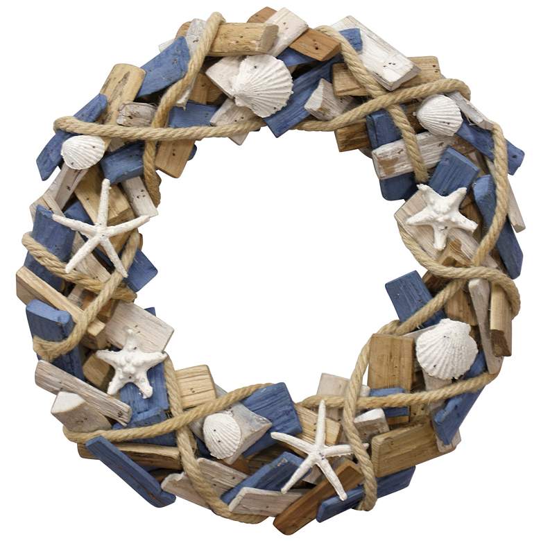 Hand Assembled Wooden Wreath Hanging 15in