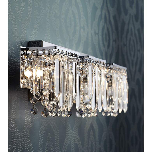 Possini Euro Crystal Strand 25 3/4" Wide Modern Chrome Bath Light