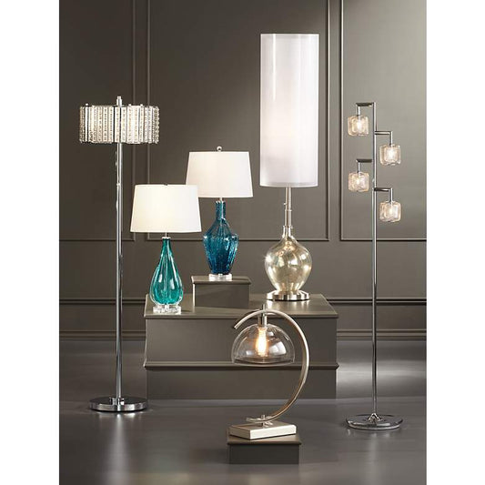 Claudette Coastal Modern Turquoise Glass Table Lamp