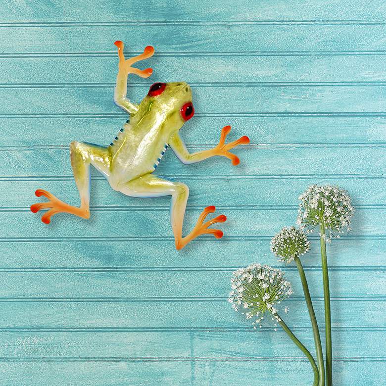 Eangee Red Eyed Tree Frog 11" High Capiz Shell Wall Decor