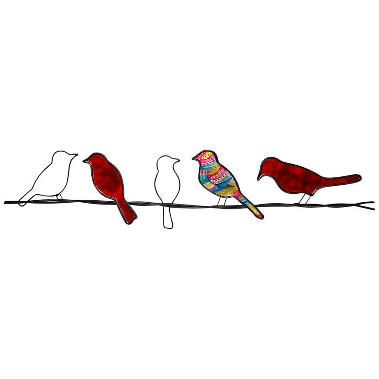 Eangee Birds On A Wire 29" Wide Red Capiz Shell Wall Decor