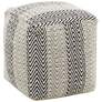 Trullo Black and White Zigzag Hand Woven PET Yarn Pouf Ottoman