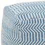 Trullo Blue and White Zigzag Hand Woven PET Yarn Pouf Ottoman