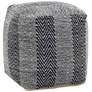 Trullo Black and Gray Zigzag Hand Woven PET Yarn Pouf Ottoman