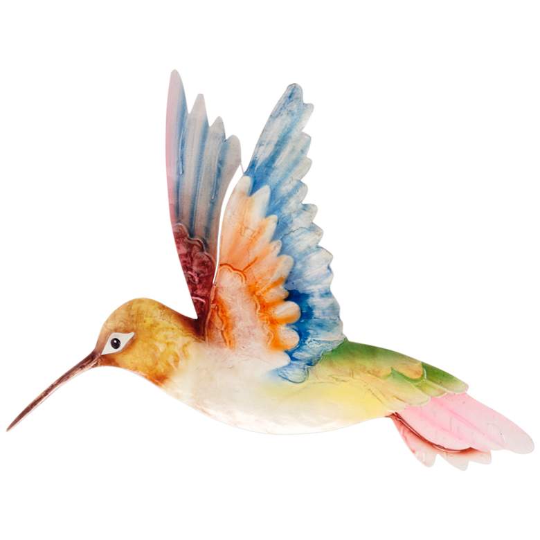 Eangee Hummingbird 12"H White Red and Blue Metal Wall Decor