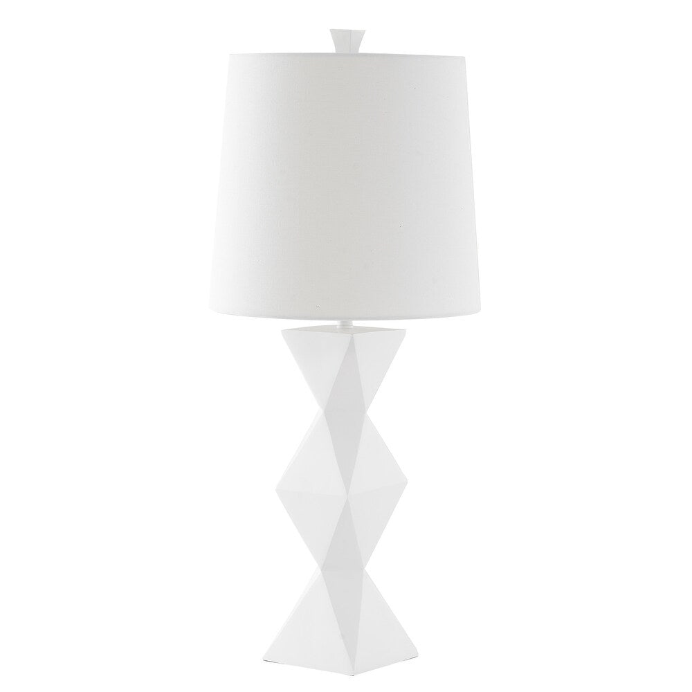 1-Light D14" White Polyresin Base Table Lamp with a White Shade