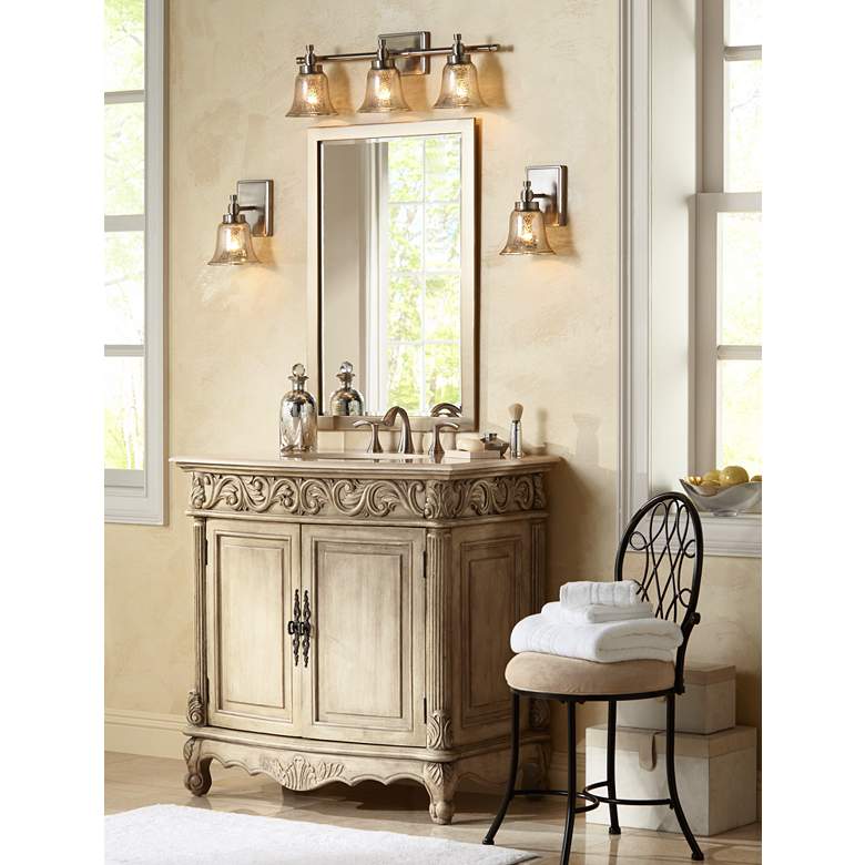 Varra 26 1/2" Wide 3-Light Mercury Glass Bronze Bath Light