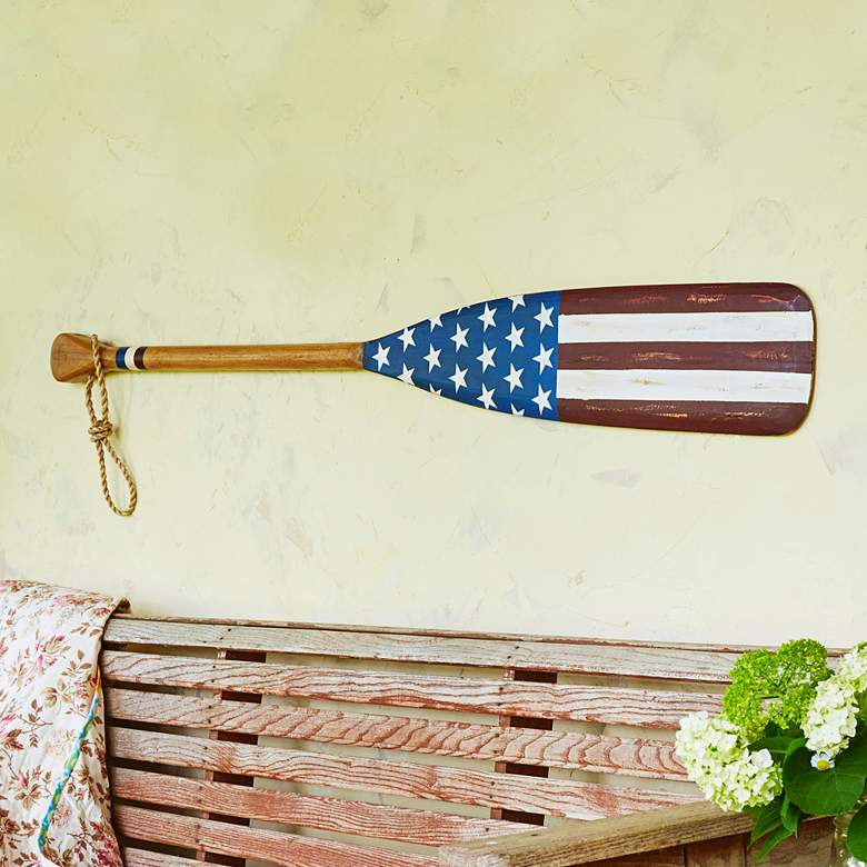 Eangee American Flag Oar 60" High Solid Wood Wall Decor