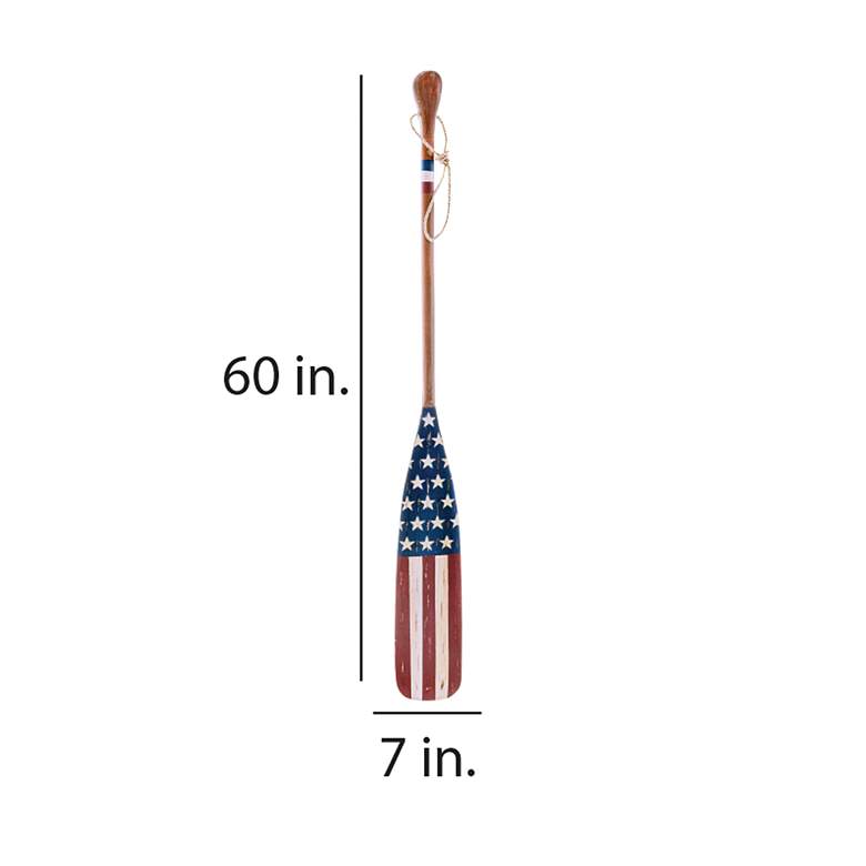 Eangee American Flag Oar 60" High Solid Wood Wall Decor