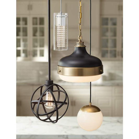 Industrial Atom 8" Wide LED Edison Bulb Bronze Mini-Pendant Light