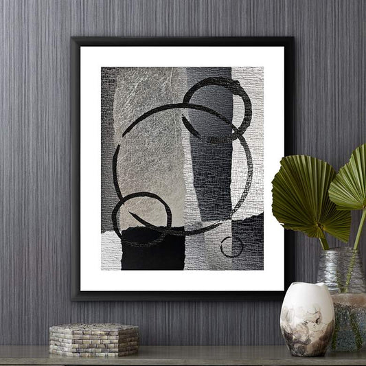 Circular Gray II 26" High Framed Giclee Wall Art