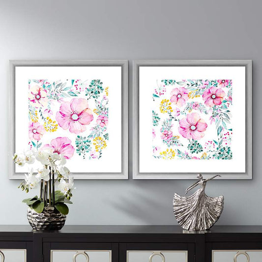 Pastel Florals 18"W 2-Piece Framed Giclee Wall Art Set