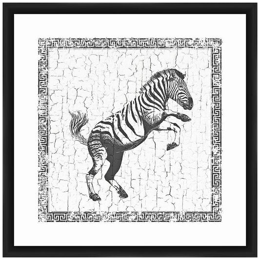 Zebra 22" Square Framed Giclee Wall Art