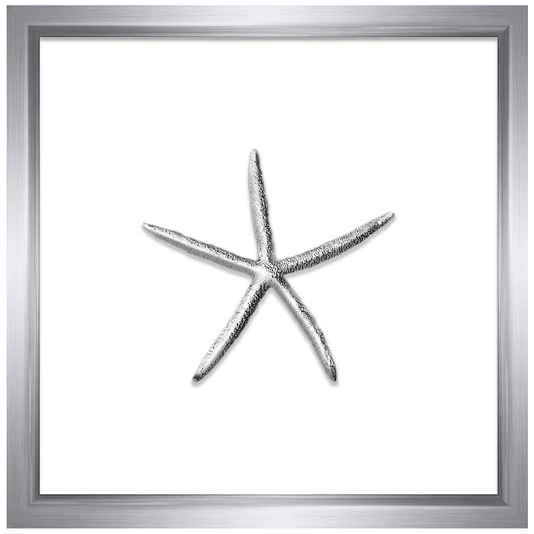 Silver Leafed Thin Starfish 16" Square Framed Wall Art