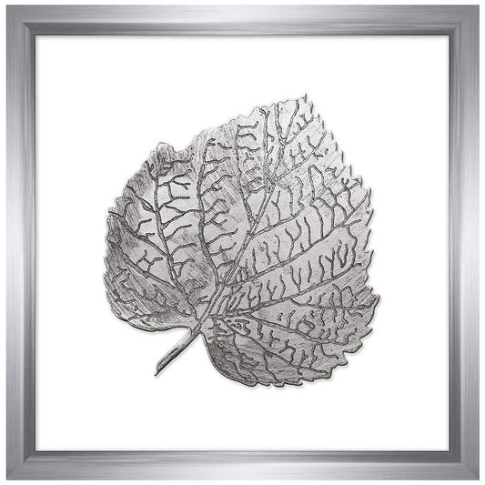 Leaf in Silver 16" Square Framed Wall Art