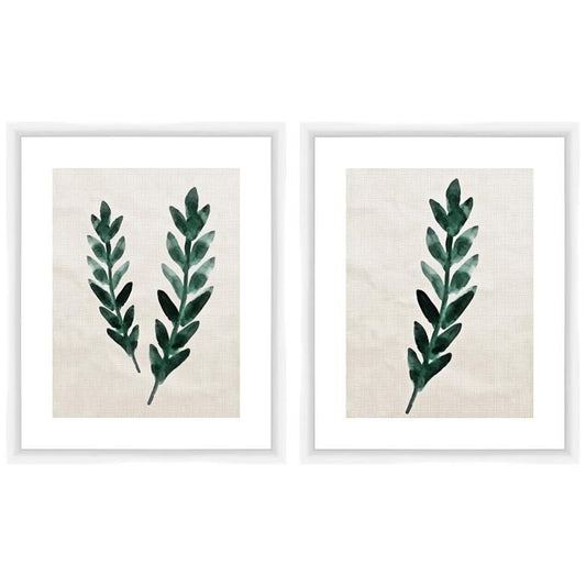 Green Ferns 22" High 2-Piece Framed Giclee Wall Art Set