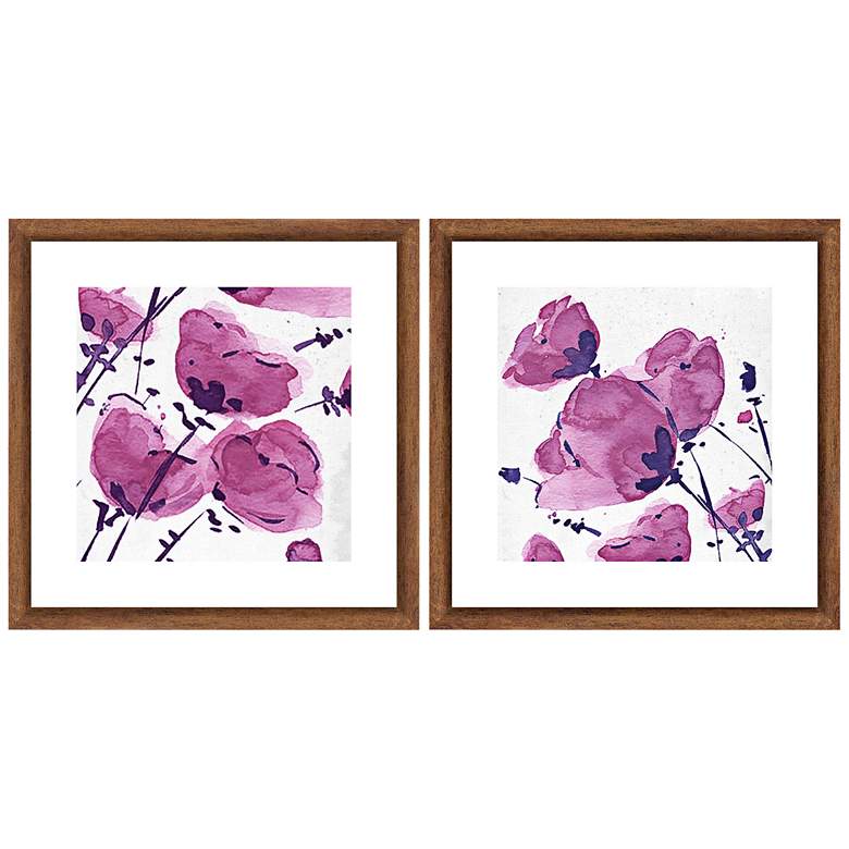 Violet Florals 18"W 2-Piece Framed Giclee Wall Art Set