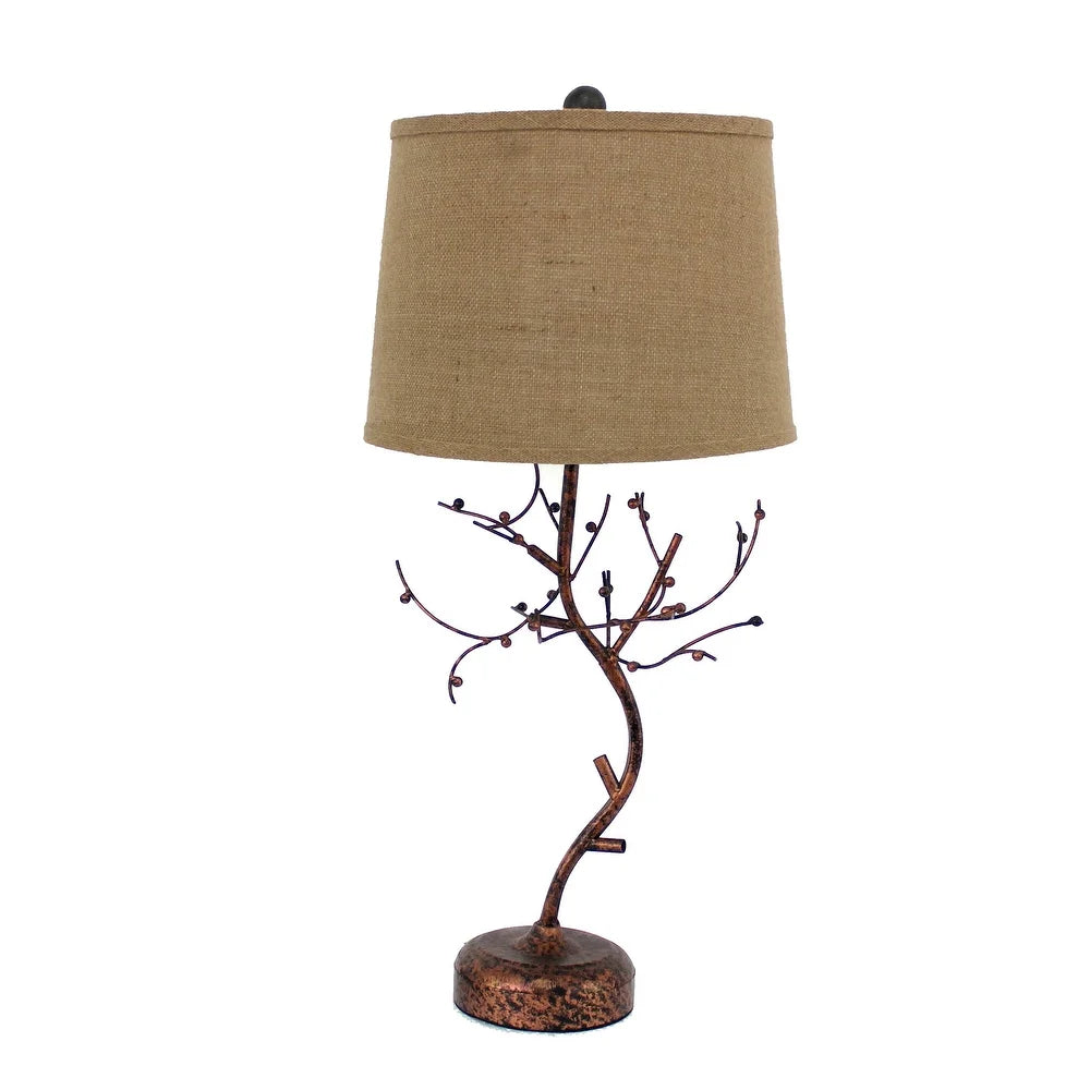 13 x 15 x 31 Bronze Vintage Metal With Elegant Tree Base - Table Lamp - 13 x 15 x 31