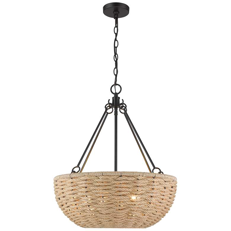 Hathaway 20 1/4" Wide Matte Black Basket Pendant Light