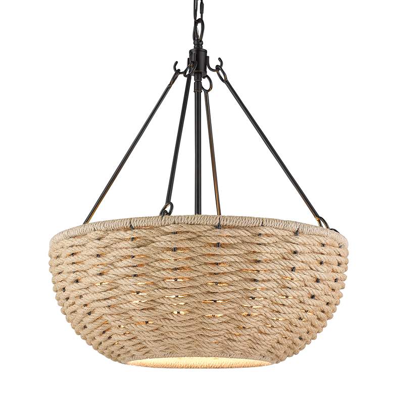 Hathaway 20 1/4" Wide Matte Black Basket Pendant Light