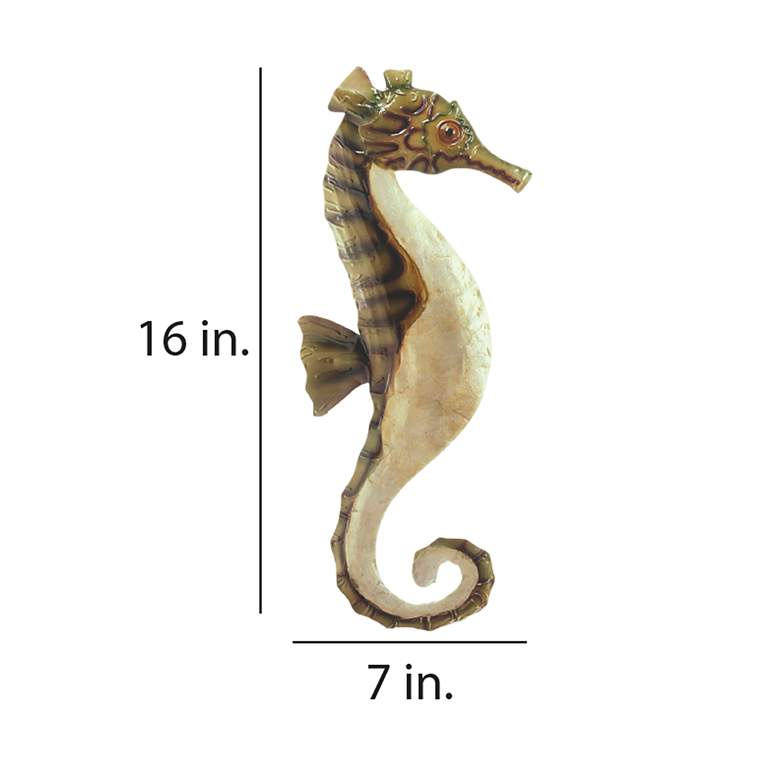 Eangee Seahorse 16"H Green and Pearl Capiz Shell Wall Decor