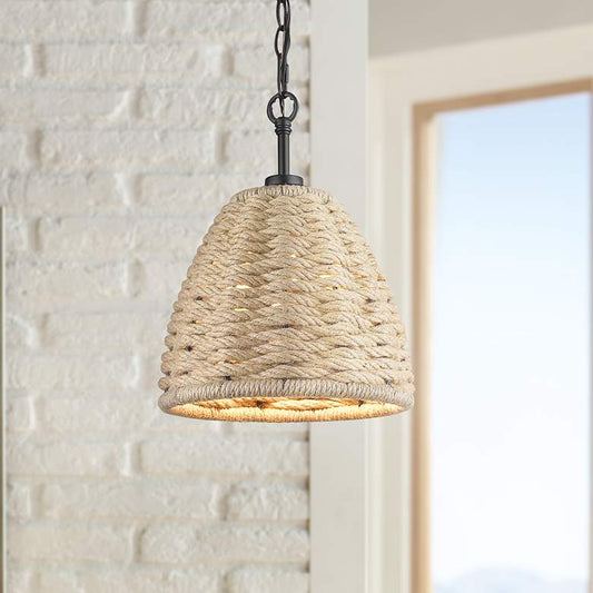 Hathaway 10 1/4" Wide Matte Black Basket Mini Pendant