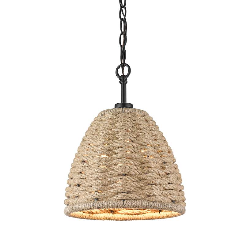 Hathaway 10 1/4" Wide Matte Black Basket Mini Pendant