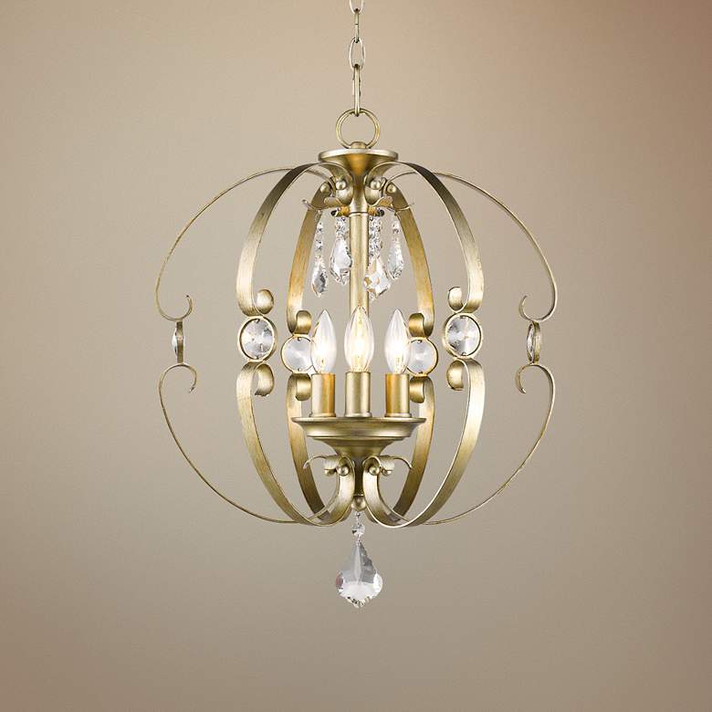 Ella WG 18"W White Gold Open Sphere Foyer Pendant
